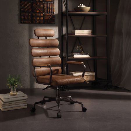 ACME Calan Office Chair Retro Brown Top Grain Leather