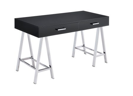 ACME Coleen Writing Desk Black High Gloss & Chrome Finish