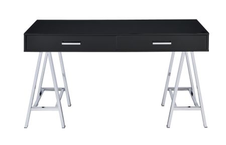 ACME Coleen Writing Desk Black High Gloss & Chrome Finish