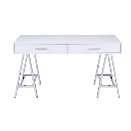 ACME Coleen Writing Desk(Same Ac00901) White High Gloss & Chrome Finish