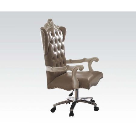 ACME Versailles Executive Office Chair Vintage Gray Synthetic Leather & Bone White Finish