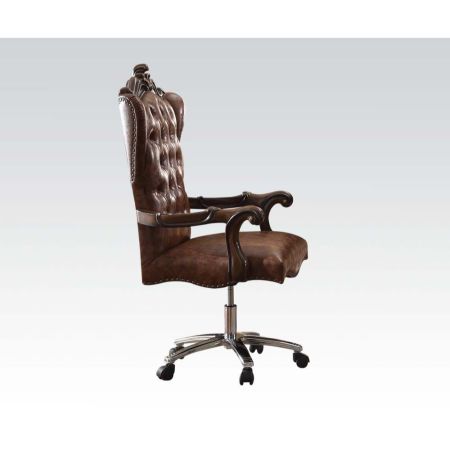 ACME Versailles Executive Office Chair Two Tone Light Brown Synthetic Leather & Cherry Oak Finish