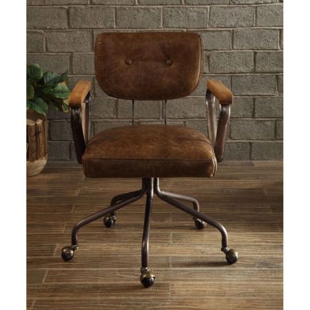 ACME Hallie Office Chair Vintage Whiskey Top Grain Leather