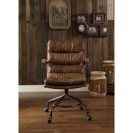 ACME Harith II Office Chair Vintage Whiskey Top Grain Leather