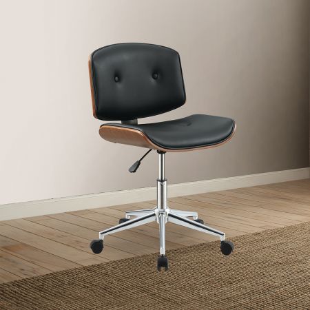 ACME Camila Office Chair Black Synthetic Leather & Walnut Finish