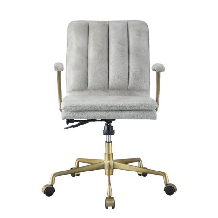 ACME Damir Office Chair Vintage White Top Grain Leather & Chrome Finish