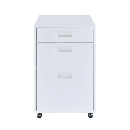 ACME Coleen File Cabinet White High Gloss & Chrome Finish