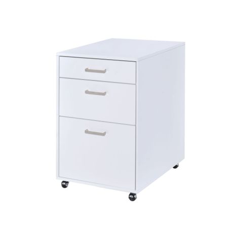 ACME Coleen File Cabinet White High Gloss & Chrome Finish