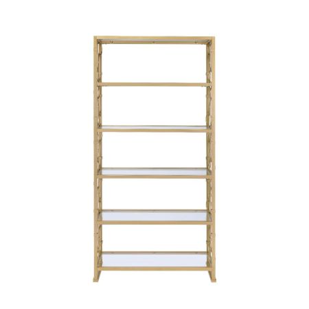 ACME Milavera Bookshelf Clear Glass & Gold Finish