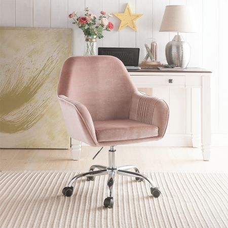 ACME Eimer Office Chair Peach Velvet & Chrome Finish