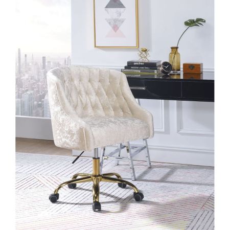 ACME Levian Office Chair Vintage Cream Velvet & Gold Finish