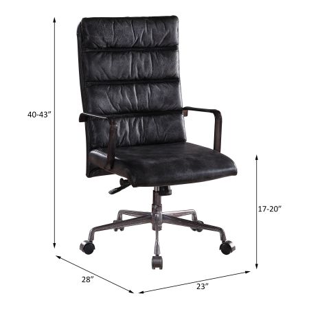 ACME Jairo Office Chair Vintage Black Top Grain Leather