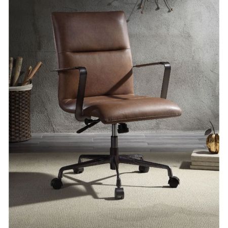 ACME Indra Office Chair Vintage Chocolate Top Grain Leather