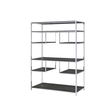 ACME Vonara Bookshelf Rustic Gray Oak & Chrome Finish