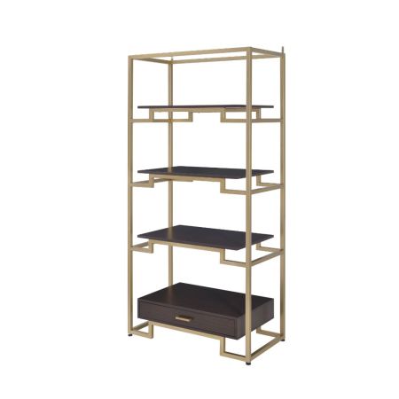 ACME Yumia Bookshelf Clear Glass & Gold Finish