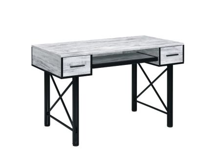 ACME Settea Computer Desk Antique White & Black Finish