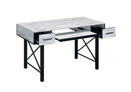 ACME Settea Computer Desk Antique White & Black Finish