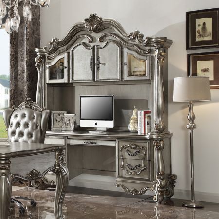 ACME Versailles Executive Computer Desk W/Hutch Antique Platinum Finish