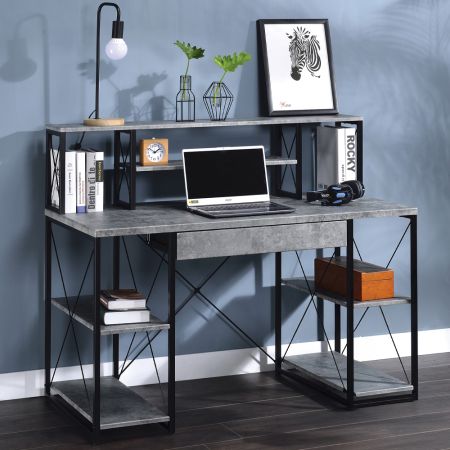 ACME Amiel Writing Desk Faux Concrete & Black Finish