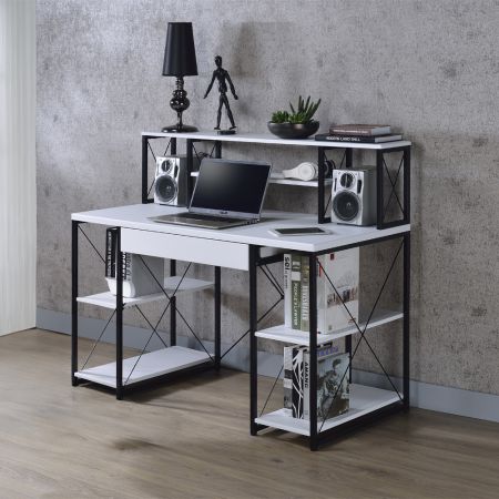 ACME Amiel Writing Desk White & Black Finish