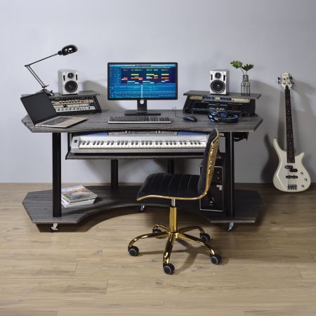 ACME Eleazar 71" Music Studio Desk Black Oak Finish