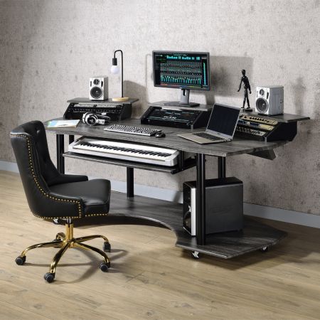 ACME Eleazar 83" Music Studio Desk Black Oak Finish