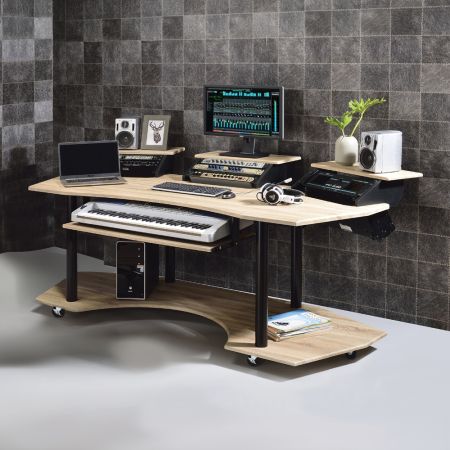 ACME Eleazar 83" Music Studio Desk Natural Oak Finish