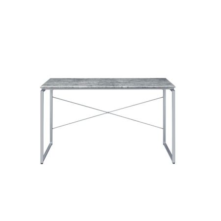 ACME Jurgen Writing Desk Faux Concrete & Silver Finish