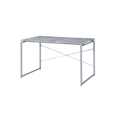 ACME Jurgen Writing Desk Faux Concrete & Silver Finish