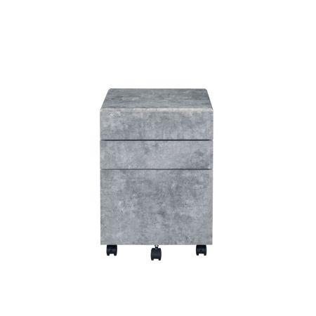 ACME Jurgen File Cabinet Faux Concrete & Silver Finish