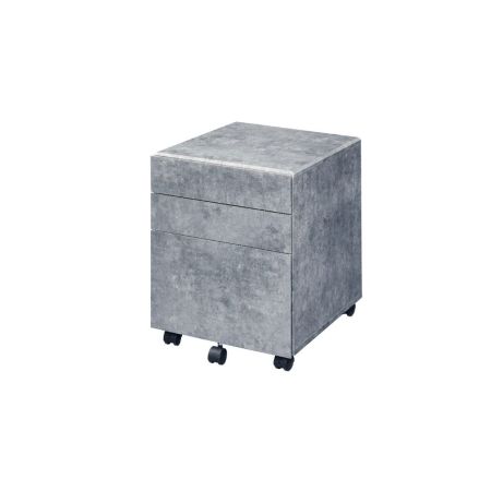 ACME Jurgen File Cabinet Faux Concrete & Silver Finish