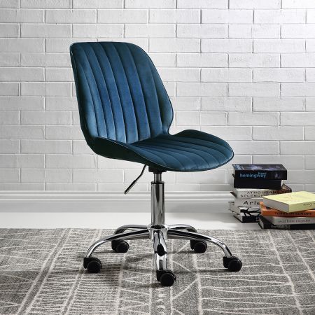 ACME Muata Office Chair Twilight Blue Velvet & Chrome Finish