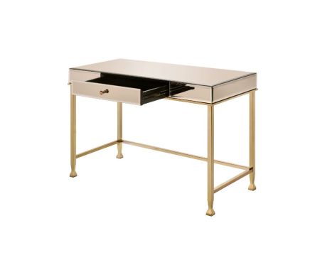 ACME Canine Writing Desk Smoky Mirrored And Champagne Finish