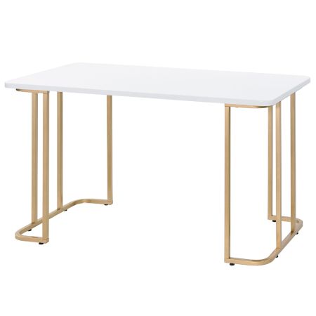 ACME Estie Writing Desk(Same Ac00902) White & Gold Finish