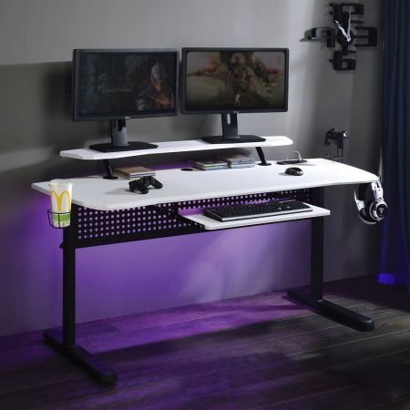 ACME Vildre 59" Gaming Desk W/USB Black & White Finish