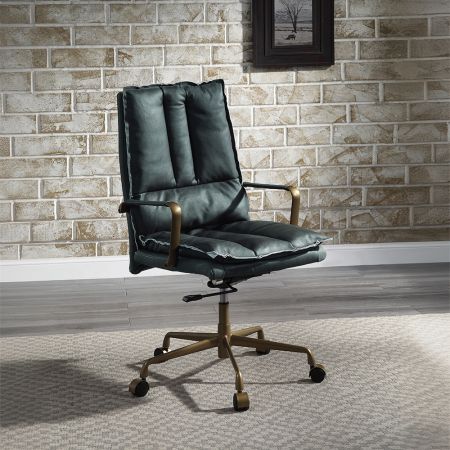 ACME Tinzud Office Chair Dark Green Top Grain Leather