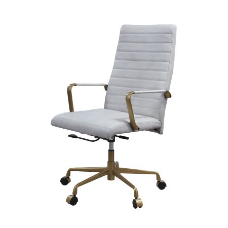 ACME Duralo Office Chair Vintage White Top Grain Leather