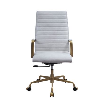 ACME Duralo Office Chair Vintage White Top Grain Leather