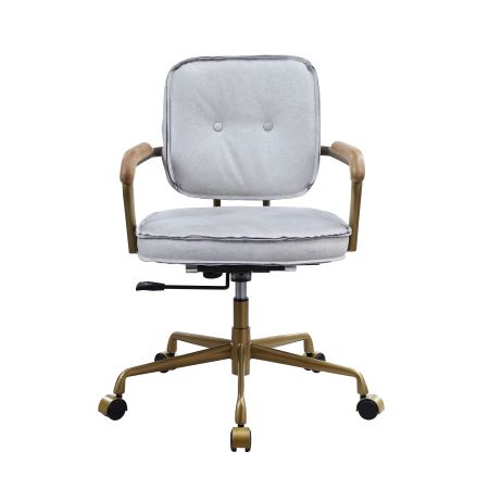 ACME Siecross Office Chair Vintage White Top Grain Leather