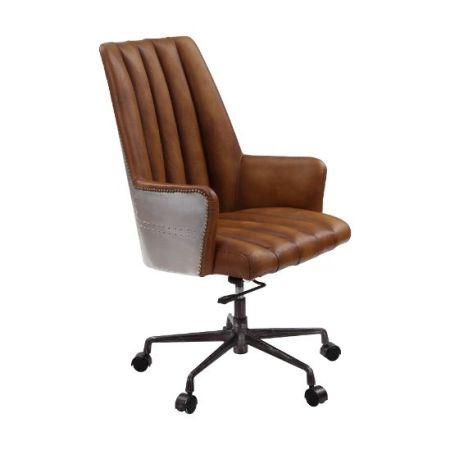 ACME Salvol Office Chair Sahara Top Grain Leather & Aluminum