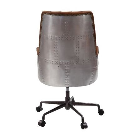 ACME Salvol Office Chair Sahara Top Grain Leather & Aluminum