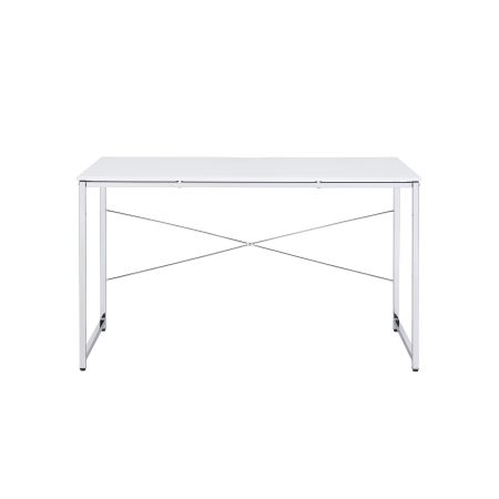 ACME Tennos Writing Desk(Same Ac00903) White & Chrome Finish