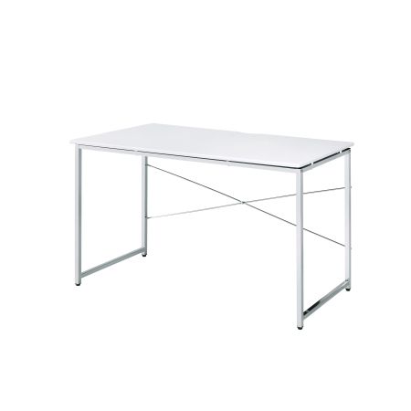 ACME Tennos Writing Desk(Same Ac00903) White & Chrome Finish