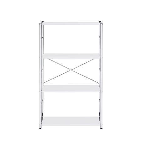 ACME Tennos Bookshelf White & Chrome Finish