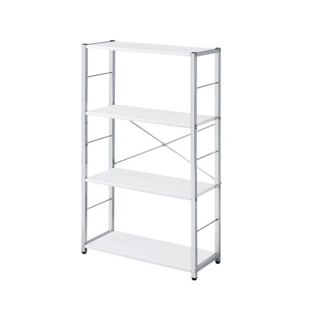 ACME Tennos Bookshelf White & Chrome Finish