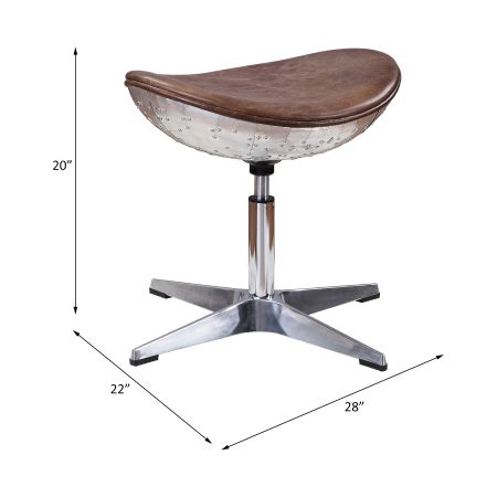 ACME Brancaster Stool Retro Brown Top Grain Leather & Aluminum