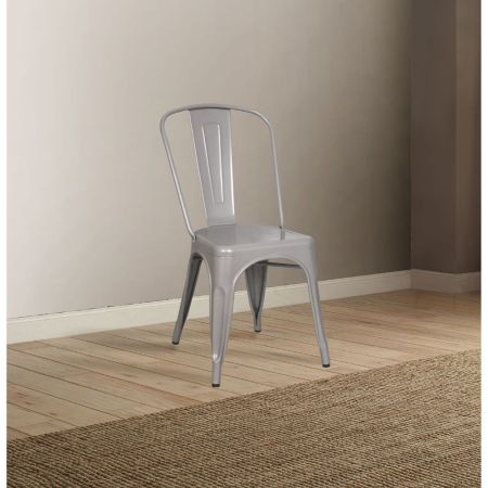 ACME Jakia Side Chair (Set-2) Silver Finish