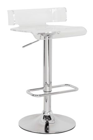 ACME Rania Adjustable Stool W/Swivel Clear & Chrome Finish