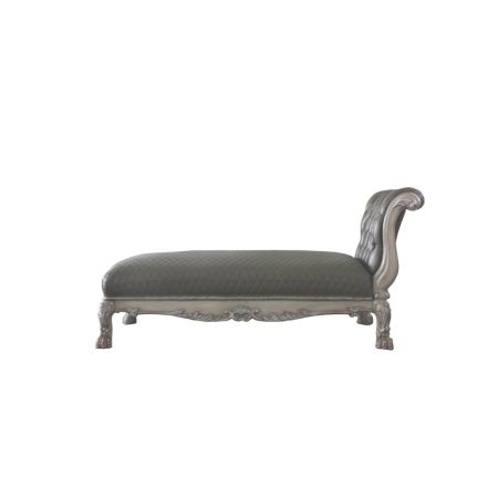 ACME Dresden Chaise W/Pillow Namibia Synthetic Leather & Vintage Bone White Finish