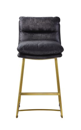 ACME Alsey Counter Height Chair Vintage Black Top Grain Leather